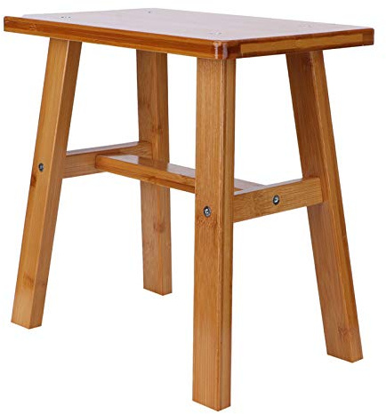Hocker Holz, Holzhocker Massiv, Starke Tragende Bambus-Duschbank, Breite Fußstütze aus Hocker Holz Für Wohnzimmer, Badezimmer, Schlafzimmer(Mittelgroßer quadratischer Bambushocker)