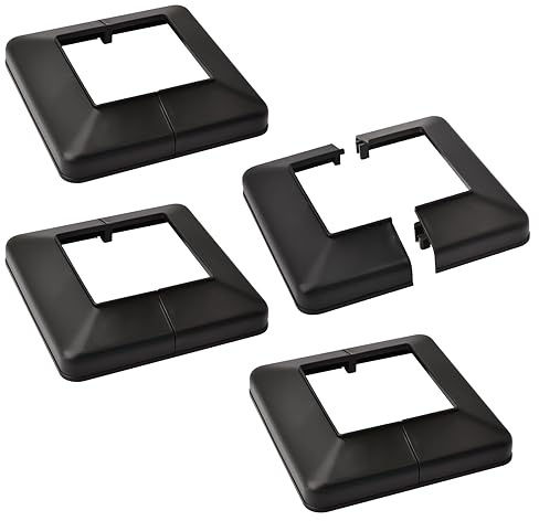 UFURMATE – Lot de 4 caches de base de poteau de 10,2 x 10,2 cm en plastique, plaques de couverture de base de poteau décoratives, jupes de poteau fendues carrées, couverture de base de garde-corps