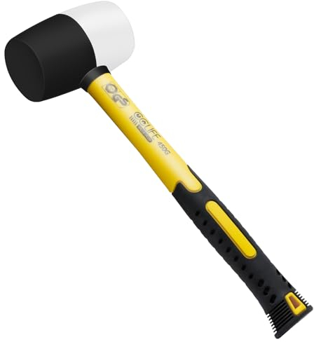 CCLIFE Gummihammer Schwarz/Weiß 450g Zertifiziert durch TÜV und GS Gummi hammer mit zwei Seiten, D=55 mm Schonhammer für Bodenleger und Fliesen