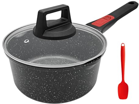 AIKENBBKK Casserole avec manche 20 cm avec couvercle, casserole antiadhésive de 2,5 L avec poignée amovible, casserole antiadhésive adaptée à tous les feux, convient au lave-vaisselle et au four (Noir