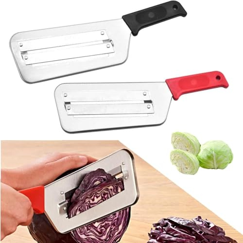 Rallador De Repollo, cavolo triturato, affettatrice doppia, in acciaio inox a doppio strato, trituratore per lattuga (nero + rosso)