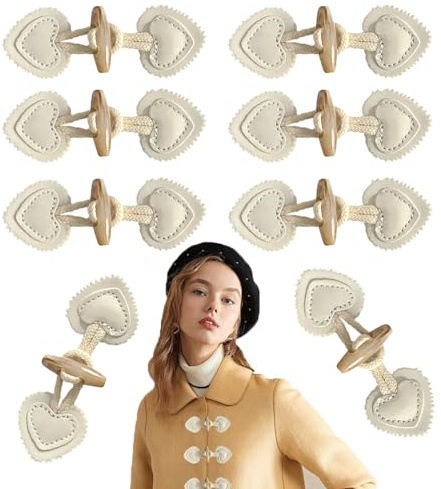 RXKFIGX 8 Paare Leder Knebelverschlüsse Kunstleder Toggle Buttons Nähen Knöpfe Ersatz für Strickwaren Trench Coat Harz Mantel Rucksack Notizbuch - Weiß, Braun