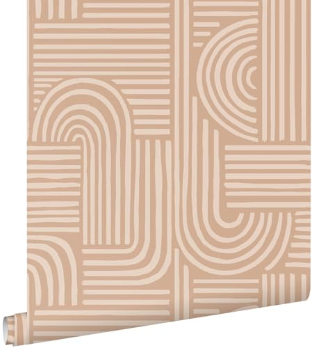 papier peint graphique 3D terracotta claire 53 cm x 10.05 m - ESTAhome