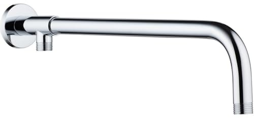 JINYOMFLY Bras de Douche Mural 38 cm en Acier Inoxydable, Rallonge d'Extension de Pommeau, Chromé, Filetage G1/2