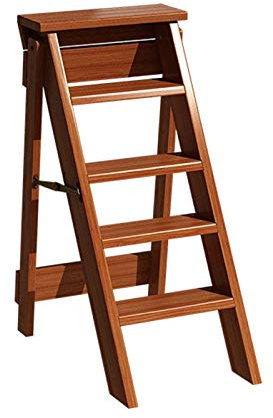 Scaletta per libreria, scaletta Multifunzione in Legno massello scaletta a 5 gradini scaletta per casa hotel/nero/34X50X88Cm (Marrone 34X50X88Cm)