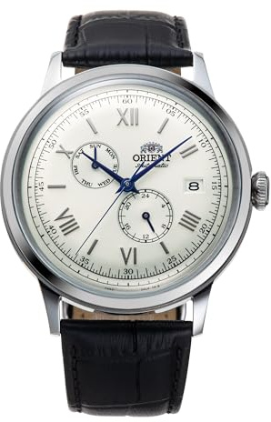 Orient Classic Bambino V8 - Orologio Uomo Automatico a Carica Manuale Elegante Cinturino In Pelle Nero Cassa In Acciaio Quadrante Bianco - RA-AK0701S30B RA-AK0701S
