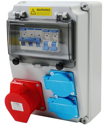 Baustromverteiler 16A, Wandverteiler,Verteilerkasten Bausatz， Drinnen und Draußen Baustromverteiler, Wasserdicht Stromverteiler, für Zementwand, Holzwand，Starkstrom Verteiler für Baustellen