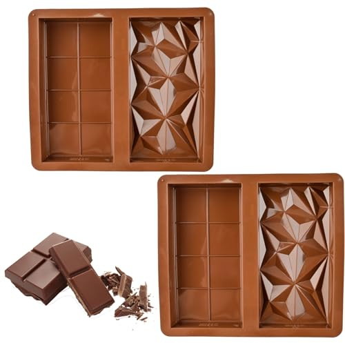 GUTERTOP 2 Stück Silikon Schokoladenform Tafel Tief, Diamant Schokolade Form 19 × 17 CM Zur Herstellung Von Dubai Schokolade Pistazie Verwendet