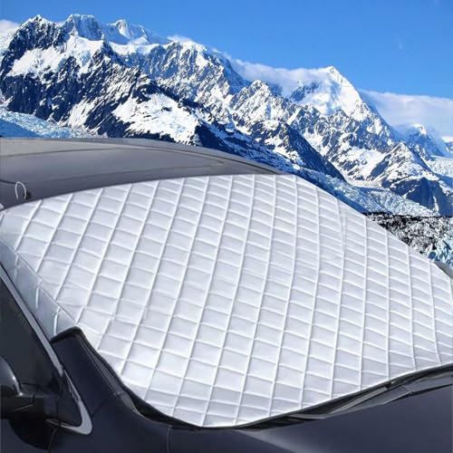 BOOSHMall Couverture Pare Brise Voiture, Ultra épaisse Bache Voiture, Bâche Pare Brise Hiver, Antineige, Antigel, Protection Solaire, Pare-poussière, Universelle pour la Plupart des Voitures
