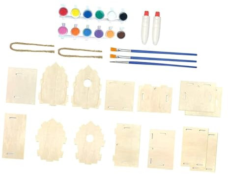 Generisch Diy Vogelhaus Windspiel Kit Ungemaltes Holzhandwerk Zum Bauen Und Gestalten Von Vogelhäusern Mit Farben Windspielen Und Zubehör Für Kreative