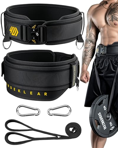 MANUEKLEAR 2-in-1 Dip Gürtel & Lifting Belt Mit 93cm Seil, Doppelte Lage Gewichthebergürtel Herren Damen, Schnellverschluss Gym Gewichtsgürtel für Klimmzug Kniebeuge Gewichtheben