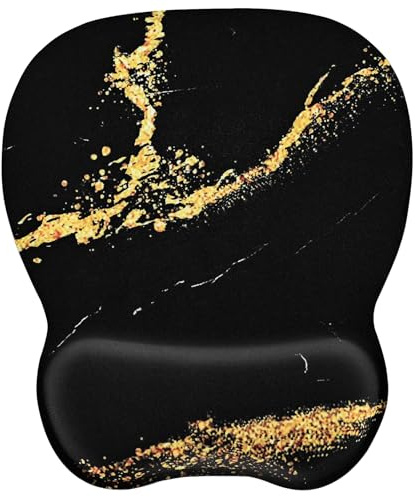 EooCoo Tapis de Souris Gaming, Tapis Souris Bureau, Motif d'or Noir | Repose-Poignet Ergonomique Mouse Pad, Surface Agréable, Glisse Fluide, Base Antidérapante, Compatible Toutes Souris