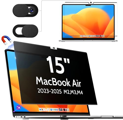 Magnetischer Blickschutzfilter für Apple MacBook Air 15 Inch (2023-2026, M2 M3 M4 M5)- A2941 A3114 A3241 A3448, Sichtschutzfilte Abnehmbar Anti Glare Blaulicht Blickschutzfolie Mac Privacy Sichtschutz