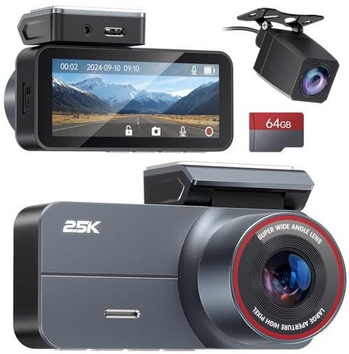Dash Camera 2.5K QHD 3.39 IPS für Front- und Heckkamera mit kostenloser 32GB-Karte | Dashcam Auto Vorne Hinten | 160° Weitwinkel Nachtsicht, 24H Parkmodus & G-Sensor