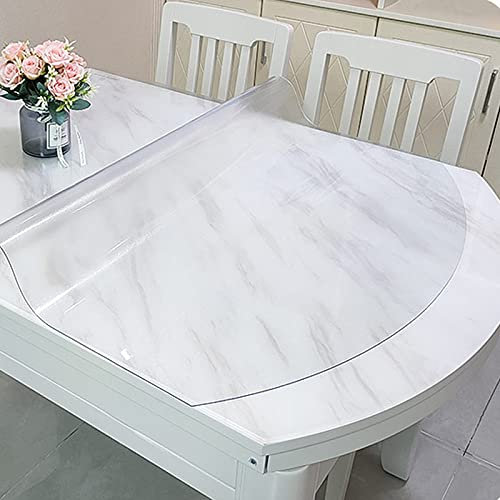 Tovaglia ovale in PVC morbido in vetro trasparente, spessore 2 mm, impermeabile, pellicola protettiva per tavoli in marmo/vetro/legno, bordo smussato a 60° (76 x 120 cm)