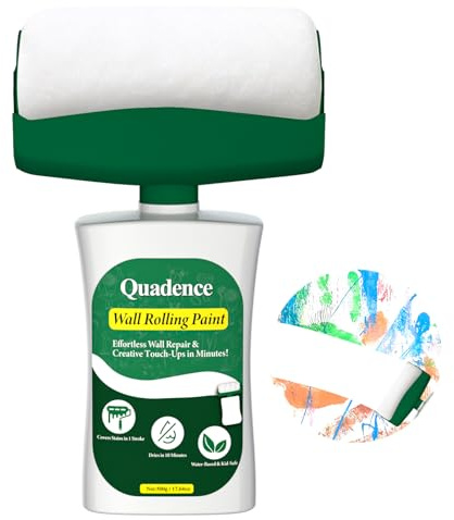 White Wall Repair Paint Kit - Water-Based, Low Odor Touch-Up Paint for Walls & Ceilings, Ready-to-Use with Roller Brush, Removes Scratches & Stains, No Extra Tools Required, Low VOC, Easy Application