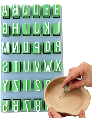Sellos De Letras | Pequeños Sellos Para Arcilla | Herramientas De Cerámica En Mayúsculas Y Minúsculas | PRESIÓN PORTABLE PRESIONA PARA HOMBRES MUJERES | Crafting De Bricolaje | Personalización Joyas P