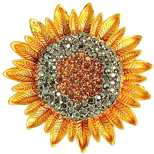 BESPORTBLE Sunflower Brooch Rhinestone Crystal Flower Pin Jewelry for Women Girls Backpacks Brooch Pin Sunflower
