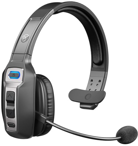 BRAMMAR Trucker Bluetooth Headset with AI Noise Cancellation Microphone, Trucker Headset with 65Hrs Talk Time & Mute Button, Multipoint Connection, Bluetooth Headsets Fit for Truck Drivers/Cell Phones
