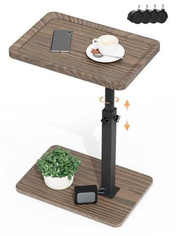 ROYGBIV Beistelltisch mit Rollen – Flexibler Side Table, Höhenverstellbarer Beistelltisch Holz für Wohnzimmer und Büro