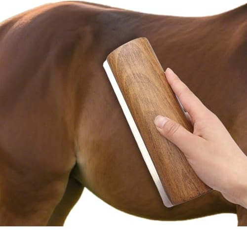 Pferdebürsten zum Fellwechsel - Holzgriff Edelstahlzähne Pferdebürste | Ergonomischer Deshedding-Pflegewerkzeug-Haarentferner für Hunde, Katzen und Pferde