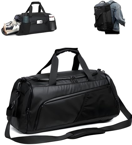 Bolsa de deporte 3 en 1 para hombres con compartimento para zapatos, bolsa de viaje con correa para el hombro, mochila impermeable de viaje de negocios