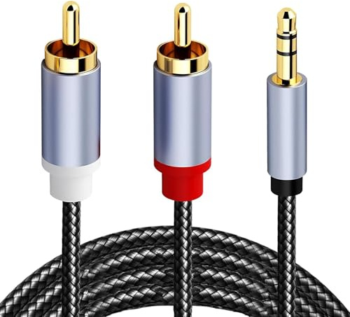 SOPSTUO RCA to 3.5mm Audio Cable - Phono to 3.5mm Jack Stereo Lead, Y Splitter Audio Aux Cable Compatible with TV, DJ Controller, Hi-Fi Amplifier, Speaker, Car Stereo(1M)