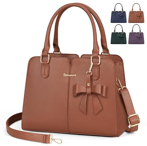 RAINSMORE Handtaschen Damen Mittelgroß Wasserdichte PU Leder Tasche Damen mit Anti-Diebstahl-Tasche Modische Schultertasche Henkeltasche Umhängetasche für Arbeit Business und Freizeit