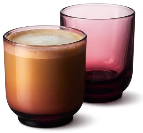Fellow Pirch Cappuccino Glasses 6.5 oz Artisanal Cups, Set of 2, Dishwasher Safe Coffee Glasses for Milk & Espresso Drinks – Garnet