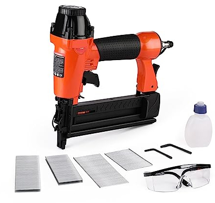 Grapadora, Pistola de clavos de aire 2 en 1 for muebles, clavadora de clavos, pistola neumática, grapadora de marco de madera, herramienta neumática, herramientas eléctricas con grapas de 400 piezas