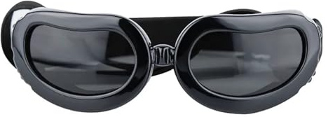 Hundehelm Für Kleine Hunde,Haustierhelm Herzförmige, verstellbare Hundebrille, UV-Schutz-Sonnenbrille for kleine und mittelgroße Hunde, Winddichte Motorradbrille(Black)