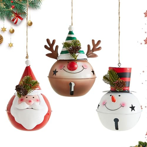 Generico Statuette Natalizie in 3 Pezzi, Ornamenti per L'Albero delle Vacanze, Personaggi Decorativi Pendenti con Colori Vivaci e Struttura in Resina Resistente, Ideali per Il Ramo del Muro, Il