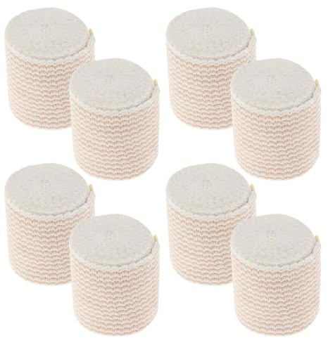 SHERCHPRY 8pcs Yellow Stretch Sports Tape Bandage Wraps 5cm x 4.5m Hook and Loop Fastener, Elastic Athletic Pressure Bandage for Ankle Wrist Knee and Injury