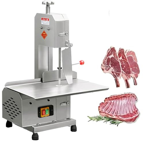Electric Meat Band Saw Machine,750W Commercial Stainless Steel Cutter, Electric Bone Saw Machine with 6 Saw Blades,0-13CM Cutting Thickness,Butchers Meat Cutting Slicer,for Chicken Fish Beef