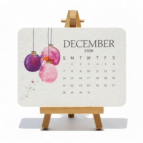 2026 Tischkalender Auf Samenpapier - Nach Dem Gebrauch Pflanzenbar, Mit Motiv Und Monatsübersicht, Nachhaltige Dekoration Für Schreibtisch Und Regal biologisch abbaubarer 12-Monats-Planer