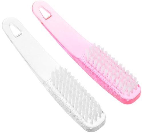 SOESFOUFU Spazzola per Manicure 2 Pezzi Impugnatura Ergonomica, Spazzola la Pulizia delle Unghie in Plastica Resistente, Spolverino per Unghie Adatto a Nail Art e Uso Quotidiano
