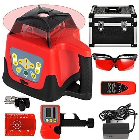 Kit Niveau Laser Rotatif Auto-Nivelant 360°, Portée 500m Laser Construction Haute Précision Étanche, Récepteur Télécommande pour Nivelage Extérieur Alignement