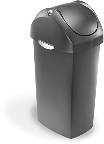 simplehuman CW1335 Poubelle à Couvercle basculant, Poubelle de Cuisine Bureau Entreprise Commerciale, Plastique Gris, 60 litres