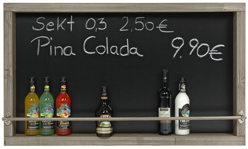 Rustikale Kreidetafel Wandbar Weinregal 100x60cm (Grau, 100 x 60 cm)