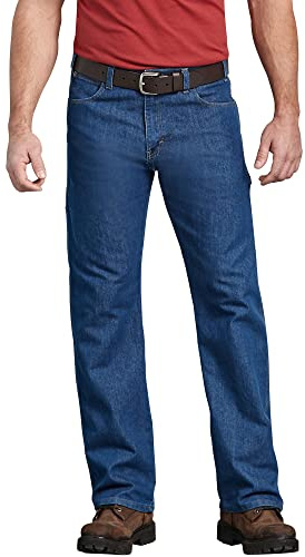 Dickies Herren Relaxed Fit Five-Pocket Flex Performance Carpenter Jeans, Stonewashed, 40W / 30L