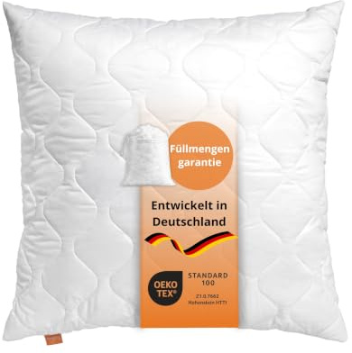 sleepling Kopfkissen 80x80 cm, Kissen, Polster, Schlafkissen, Basic 200 | Füllung Klimafaser, Bezug Polyester/Baumwolle, Allergiker Pillow, großes Bettkissen 80 x 80, Waschbar, Made in EU, OEKO-TEX