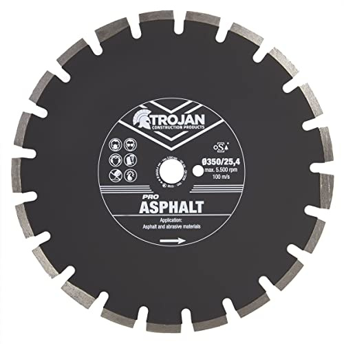 Trojan Pro Asphalt Diamond Blade - Abrasive Blade For Asphalt, Breeze Block, Green Concrete, Screed, Course Materials & More