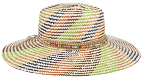 Lipodo Jalaja Colour Strohhut Flapper-Stil mit Steinen und breiter Krempe Made in Italy Damen Frühjahr Sommer bunt One Size