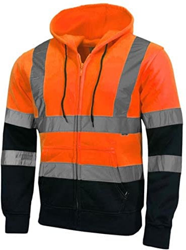 Kapton Hi Vis Visibility Zip Sweatshirt Hoody | Hooded Work Top | EN471 (4XL, Orange/Navy)