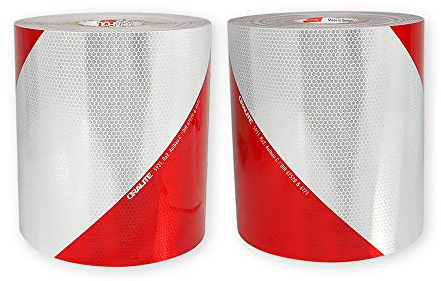 Orafol ORALITE 5931 Bakenfolie zur Baustellensicherung gemäß DIN 67520 und DIN 6171 – selbstklebend in rot-weiß als Meterware in 246 mm Breite – in links- oder rechtsweisender Richtung (linksweisend)