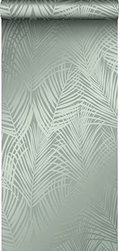 Origin papier peint feuilles de palmier vert grisé 53 cm x 10.05 m Wallcoverings