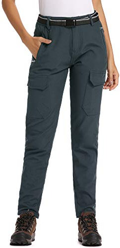 Jessie Kidden #HZC6601F - Pantaloni termici da donna, impermeabili, foderati in pile, per passeggiate, pesca, sci, neve 2# grigio. 62