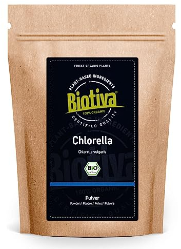 Biotiva Chlorella Powder Organic 500g - Chlorella Vulgaris - Algae - Packed and Controlled in Germany (DE-ECO-005)