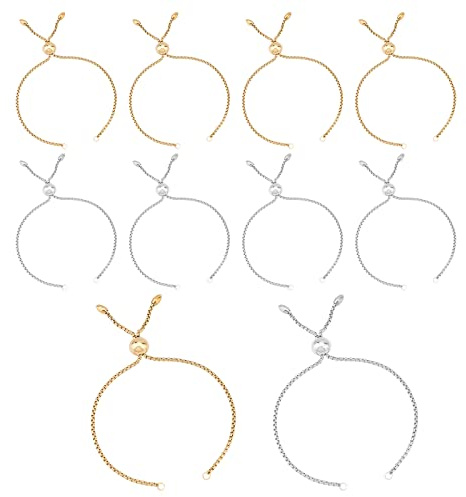 UNICRAFTALE 10-5/8in (27cm) 10pcs Edelstahl Slider Armband Link Armbänder Verstellbare Slider Armband Slider Extender Ketten Hypoallergene Armbandkette Für Die Schmuckherstellung DIY