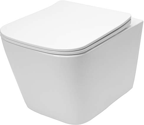 VBChome Spülrandlos Hänge-WC Weiß | Wand-WC inkl. SoftClose Duroplast WC-Sitz | Tiefspüler, Leicht zu Reinigen, Modernes Design
